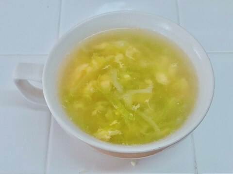 千切りキャベツの卵スープ